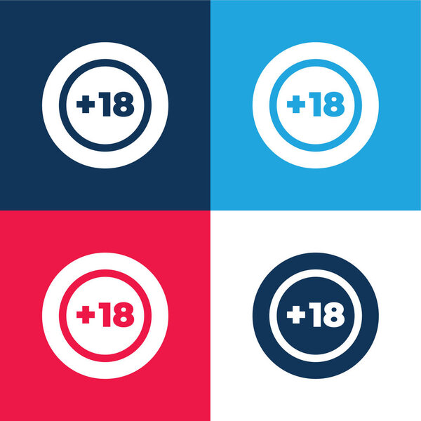 +18 blue and red four color minimal icon set