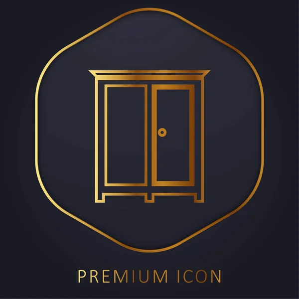 Slaapkamer Garderobe Gouden Lijn Premium Logo Pictogram — Stockvector