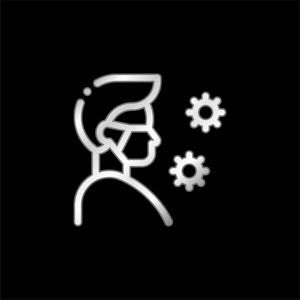 Antivirus silver plated metallic icon