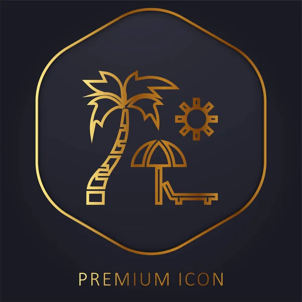 Plajă Aur Linie Premium Logo Sau Pictogramă — Vector de stoc