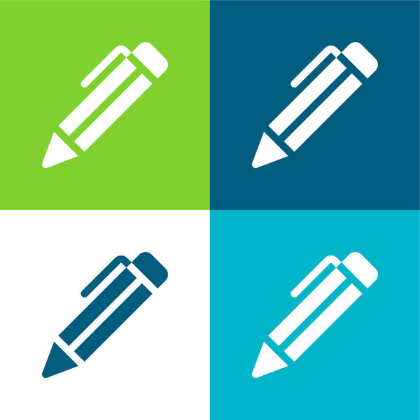 Ballpoint Pen Flat четыре цвета минимальный набор значков