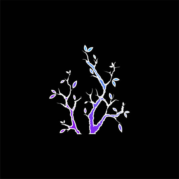 Branches With Leaves blue gradient vector icon