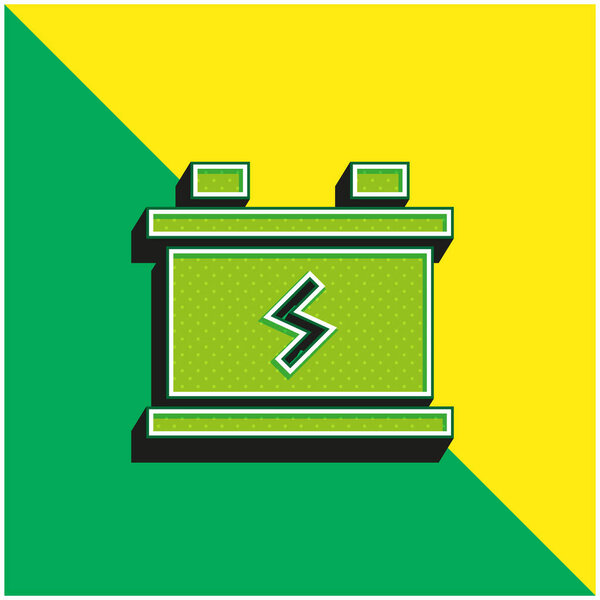 Батарея Зеленый и желтый современный 3d логотип вектора