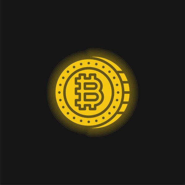 Bitcoin yellow glowing neon icon