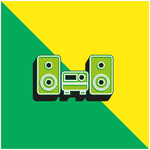 Аудиотехника Зеленый и желтый современный 3d логотип векторной иконки