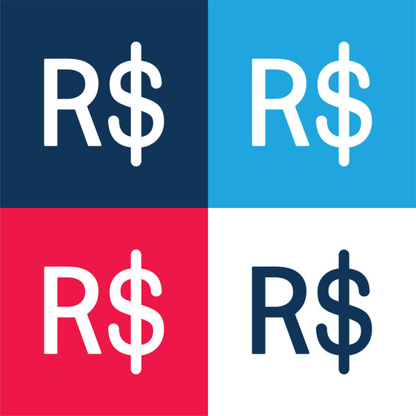 Brazil Real Symbol blue and red four color minimal icon set