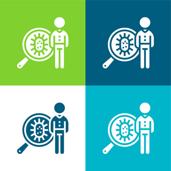 Bacteria Flat four color minimal icon set