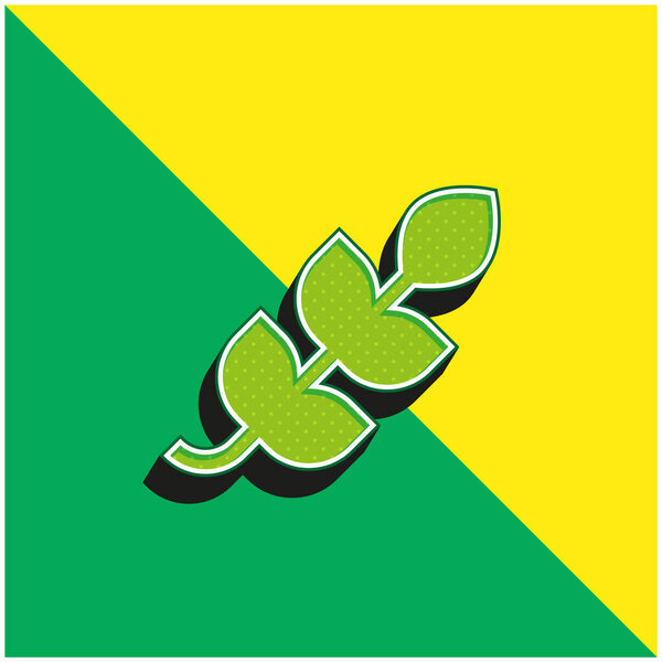 Зеленый и желтый, современный 3D-логотип векторной иконки