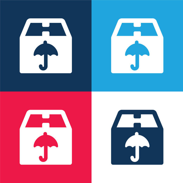 Box blue and red four color minimal icon set