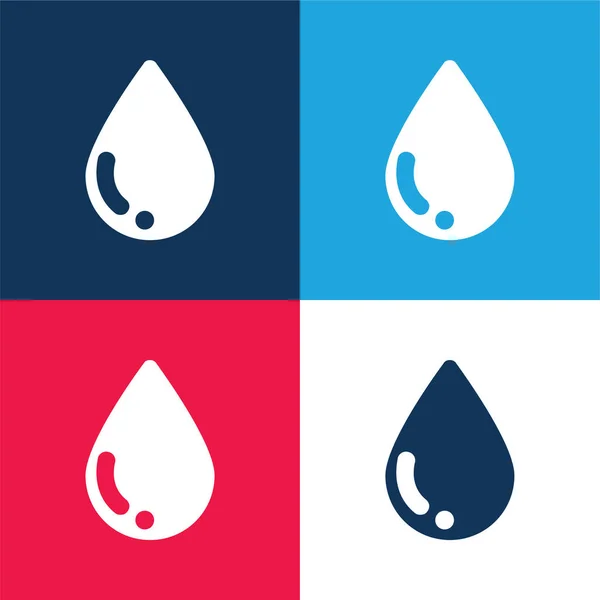 Blood Drop Blau Und Rot Vier Farben Minimalen Symbolsatz — Stockvektor