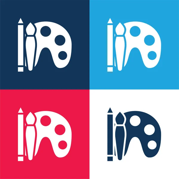 Art Blue Red Four Color Minimal Icon Set — 图库矢量图片