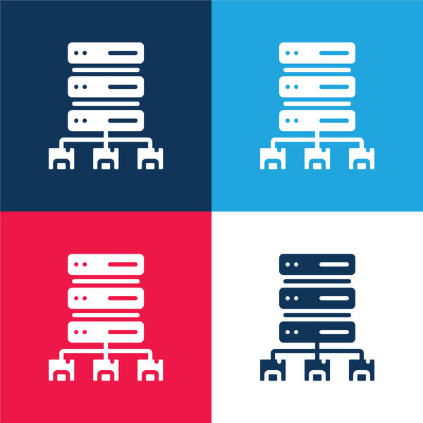 Big Data синий и красный четырехцветный минимальный набор значков