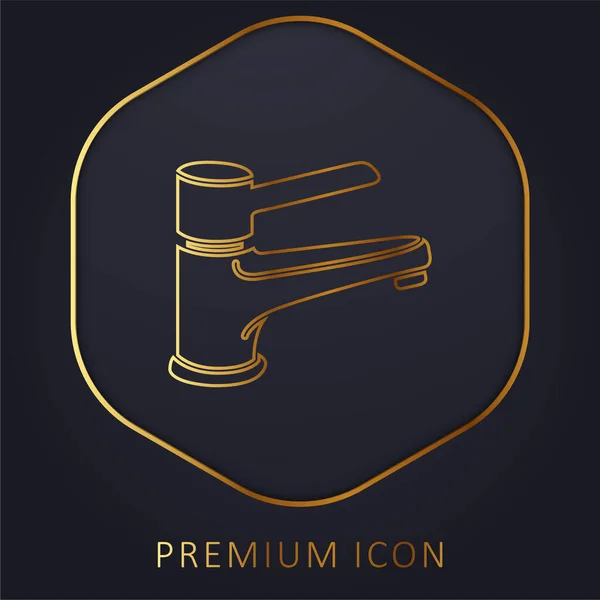 Badkamer Tik Tool Watervoorziening Gouden Lijn Premium Logo Pictogram — Stockvector