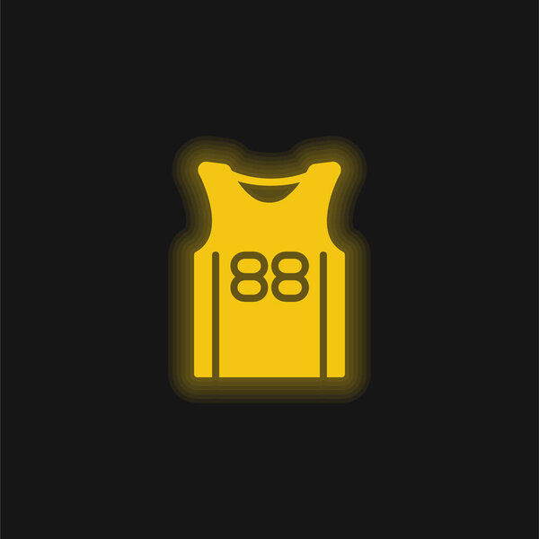 Basketball Jersey yellow glowing neon icon
