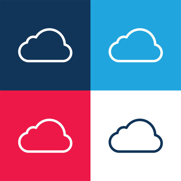 Big Cloud blue and red four color minimal icon set
