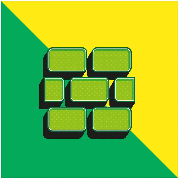 stock vector Brickwall Green and yellow modern 3d vector icon logo