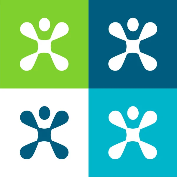 Abstract Shape Flat Four Color Minimal Icon Set — Archivo Imágenes Vectoriales