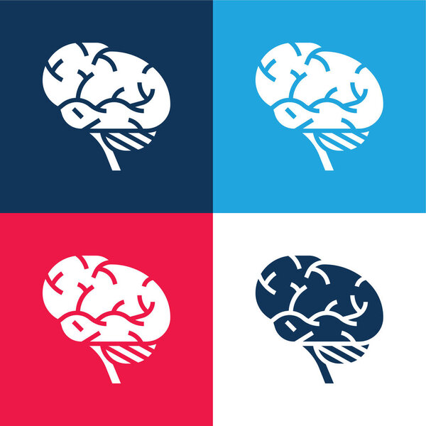 Brains blue and red four color minimal icon set