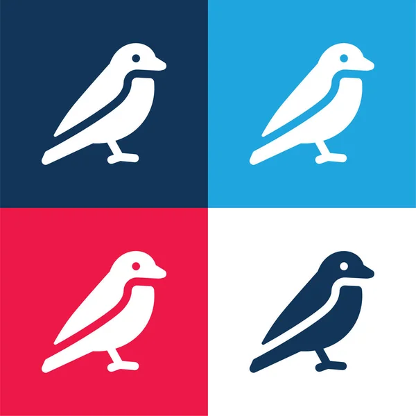 Vogel Blau Und Rot Vier Farben Minimales Symbol Set — Stockvektor