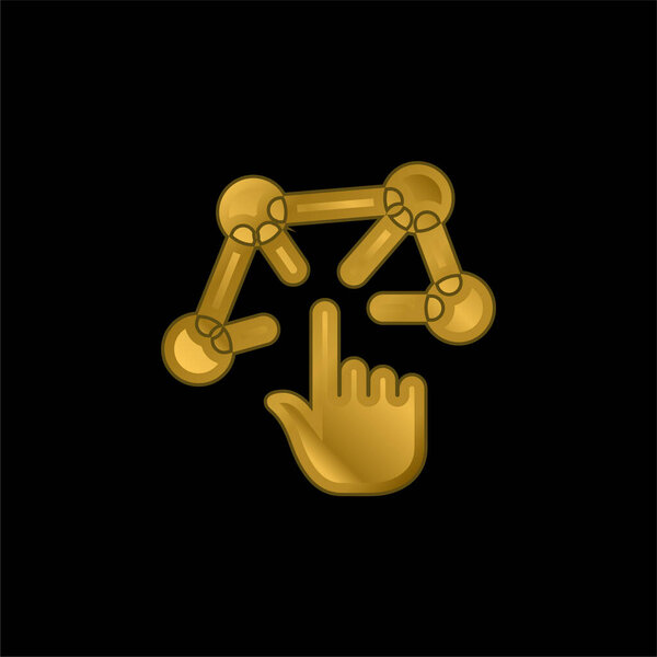 3d Modeling gold plated metalic icon or logo vector