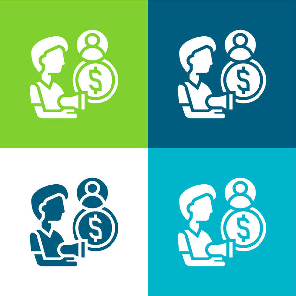 Affiliate Flat four color minimal icon set