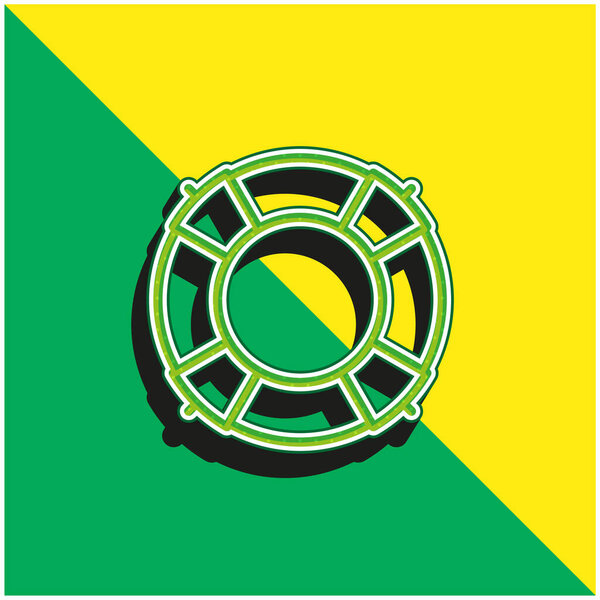 Big Lifesaver Green and yellow modern 3d vector icon logo