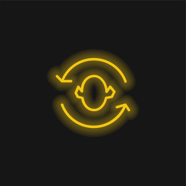 Стрелки вокруг силуэта головы желтый перчаточный неоновый значок