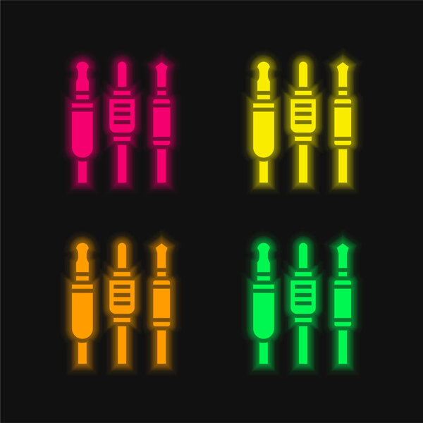 Audio Jack four color glowing neon vector icon