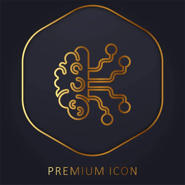 Artificiell Intelligens Gyllene Linje Premium Logotyp Eller Ikon — Stock vektor
