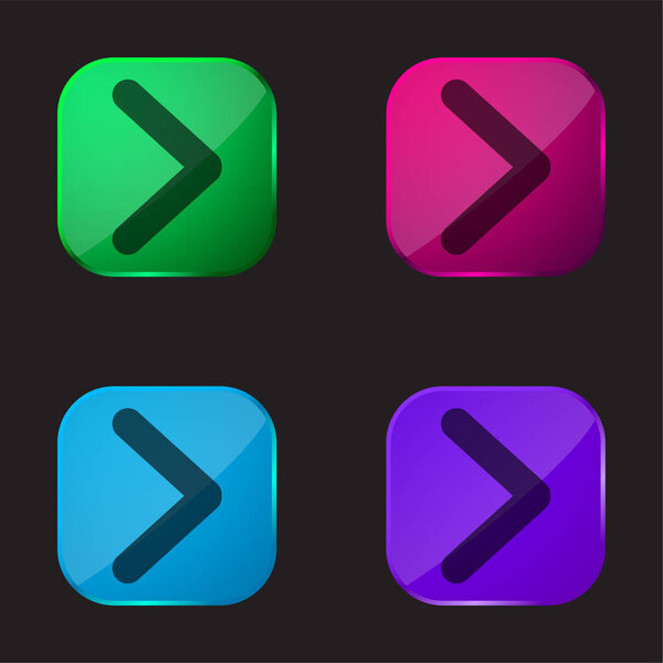 Arrow Angle Pointing To Right four color glass button icon