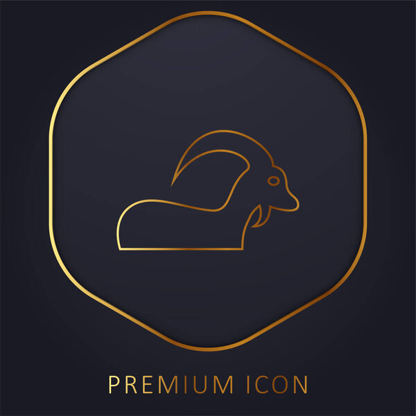 Aries Sign With Big Horns golden line premium logo or icon