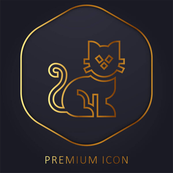 Black Cat golden line premium logo or icon