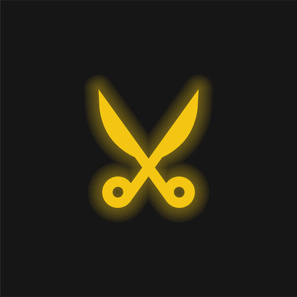 Baber Scissors yellow glowing neon icon