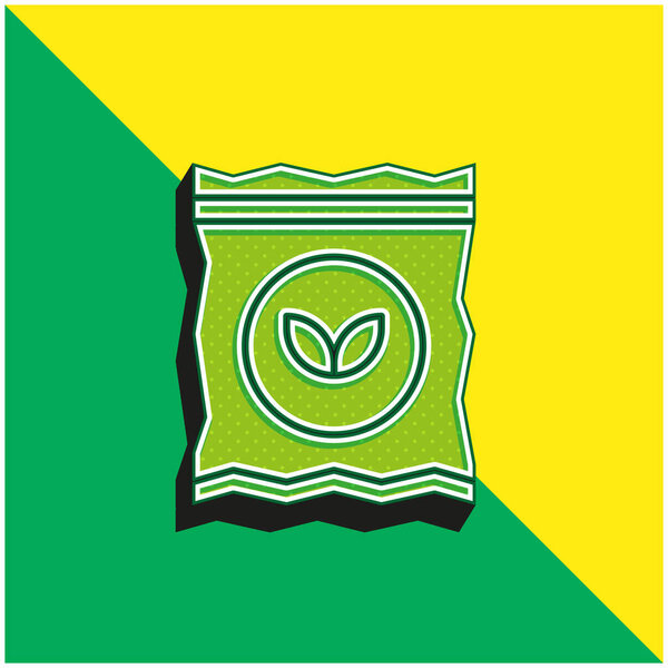 Зеленый и желтый современный 3d векторный логотип сумки