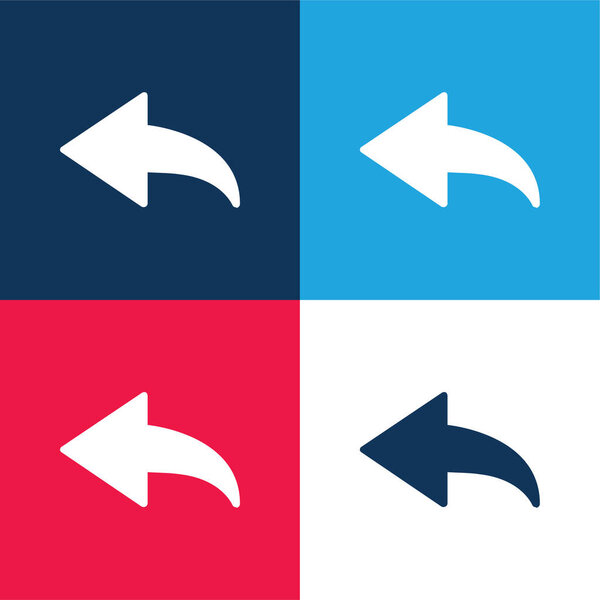 Back Arrow blue and red four color minimal icon set