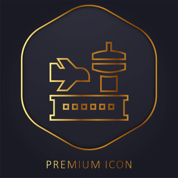 Airport golden line premium logo or icon