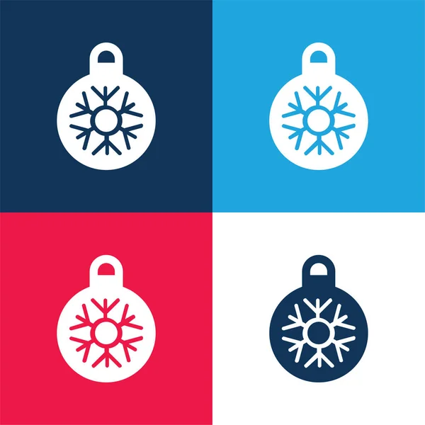 Bauble Azul Rojo Conjunto Iconos Mínimo Cuatro Colores — Vector de stock