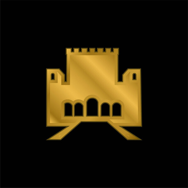 Alhambra gold plated metalic icon or logo vector