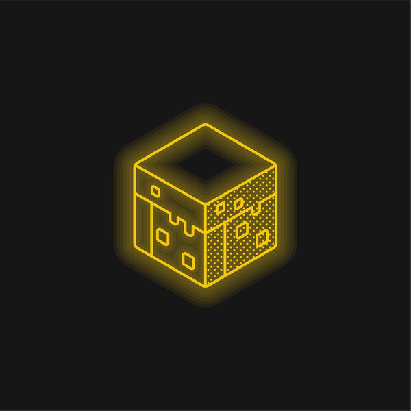 Block yellow glowing neon icon