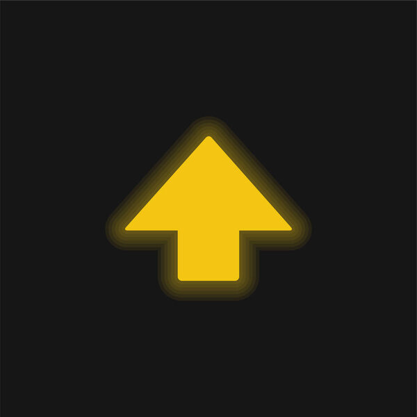 Black Arrow Pointing Up yellow glowing neon icon