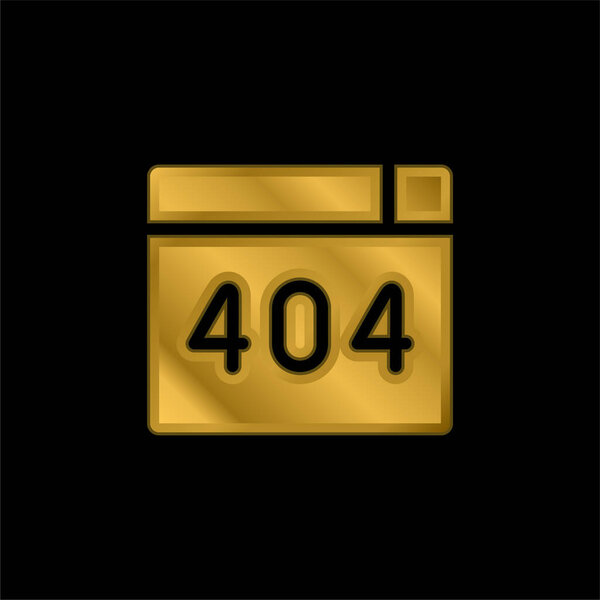 404 Error gold plated metalic icon or logo vector