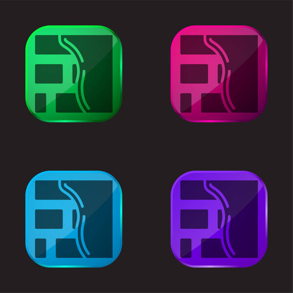 Brickwall four color glass button icon