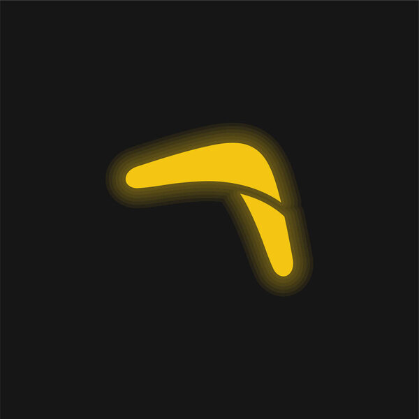 Boomerang Stick yellow glowing neon icon
