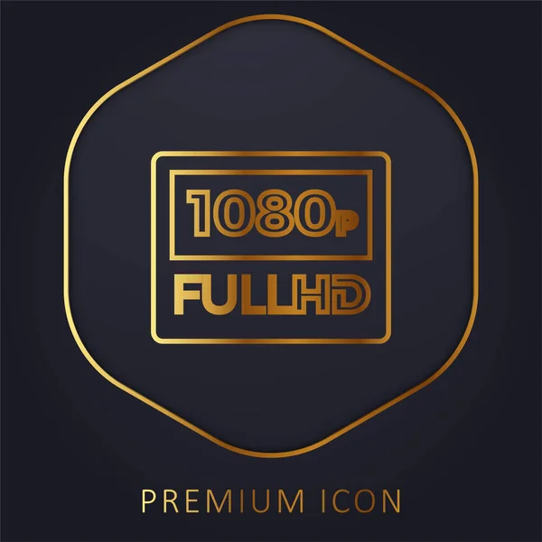 1080P Full Zlatá Čára Prémie Logo Nebo Ikona — Stockový vektor