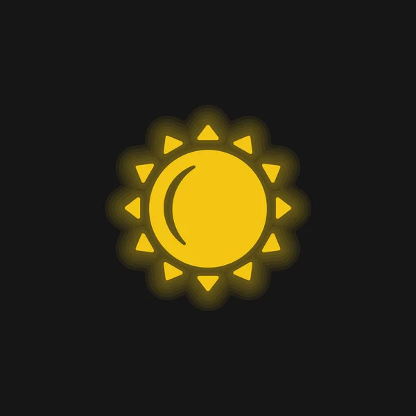 Big Sun Gelb Glühendes Neon Symbol — Stockvektor