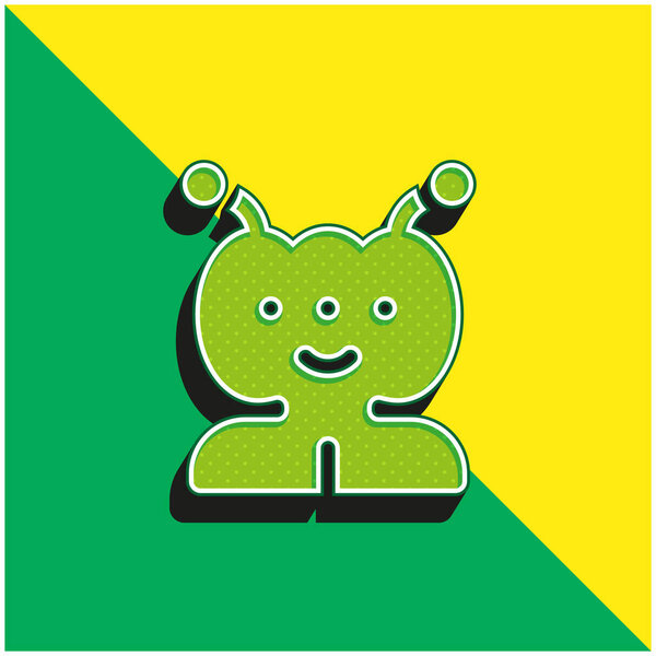 Alien Green and yellow modern 3d vector icon logo