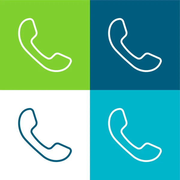 Auricular Phone Flat Minimal Icon Set Mit Vier Farben — Stockvektor