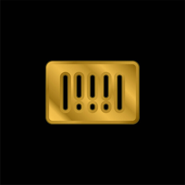 Barcode gold plated metalic icon or logo vector