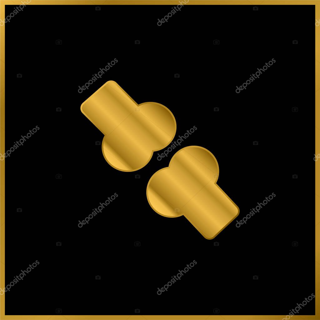 Bone gold plated metalic icon or logo vector