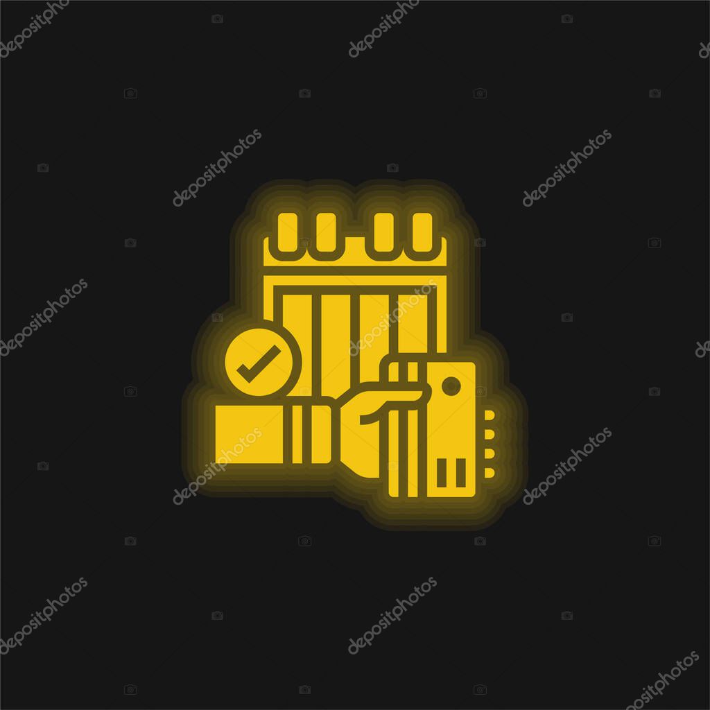 Annual yellow glowing neon icon